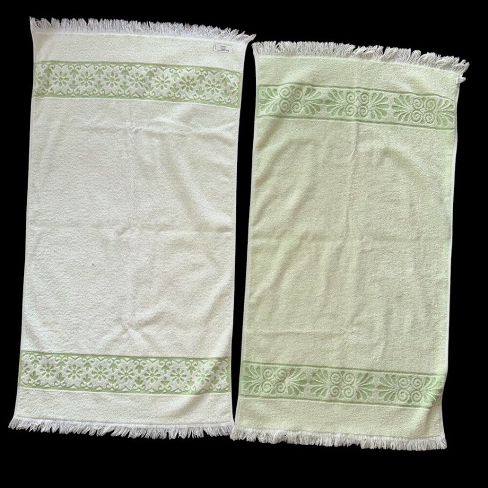 Vintage Cannon Monticello/JC Penney Towels (Pair) Lime Green USA - Picture 2 of 8